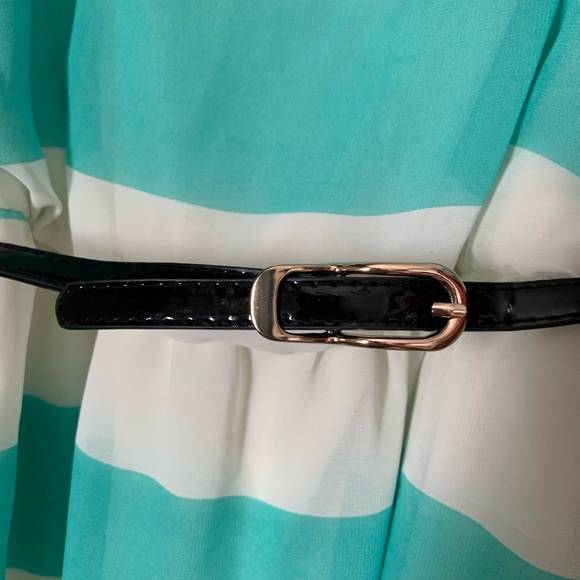 B. Darlin Blue and White Striped Spaghetti Strap Dress - Picture 4 of 5